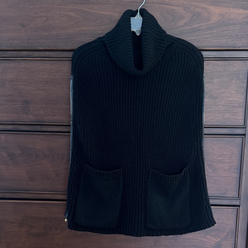 Ann Taylor Black Cowl Neck Sweater with Pockets, XSP